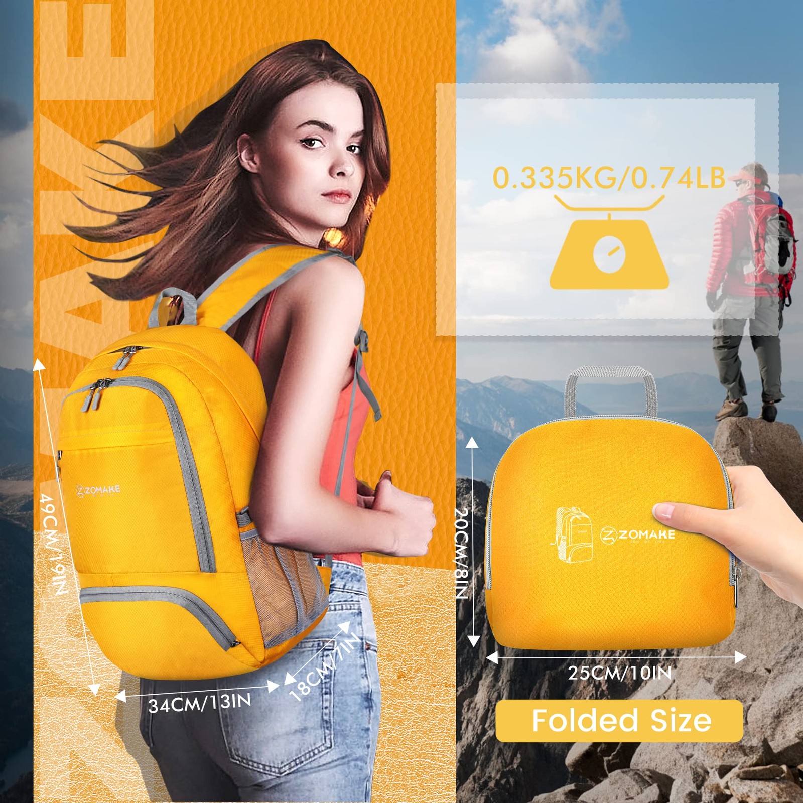 Lightweight Packable Backpack 30L Foldable Hiking Backpacks Water Resistant C...