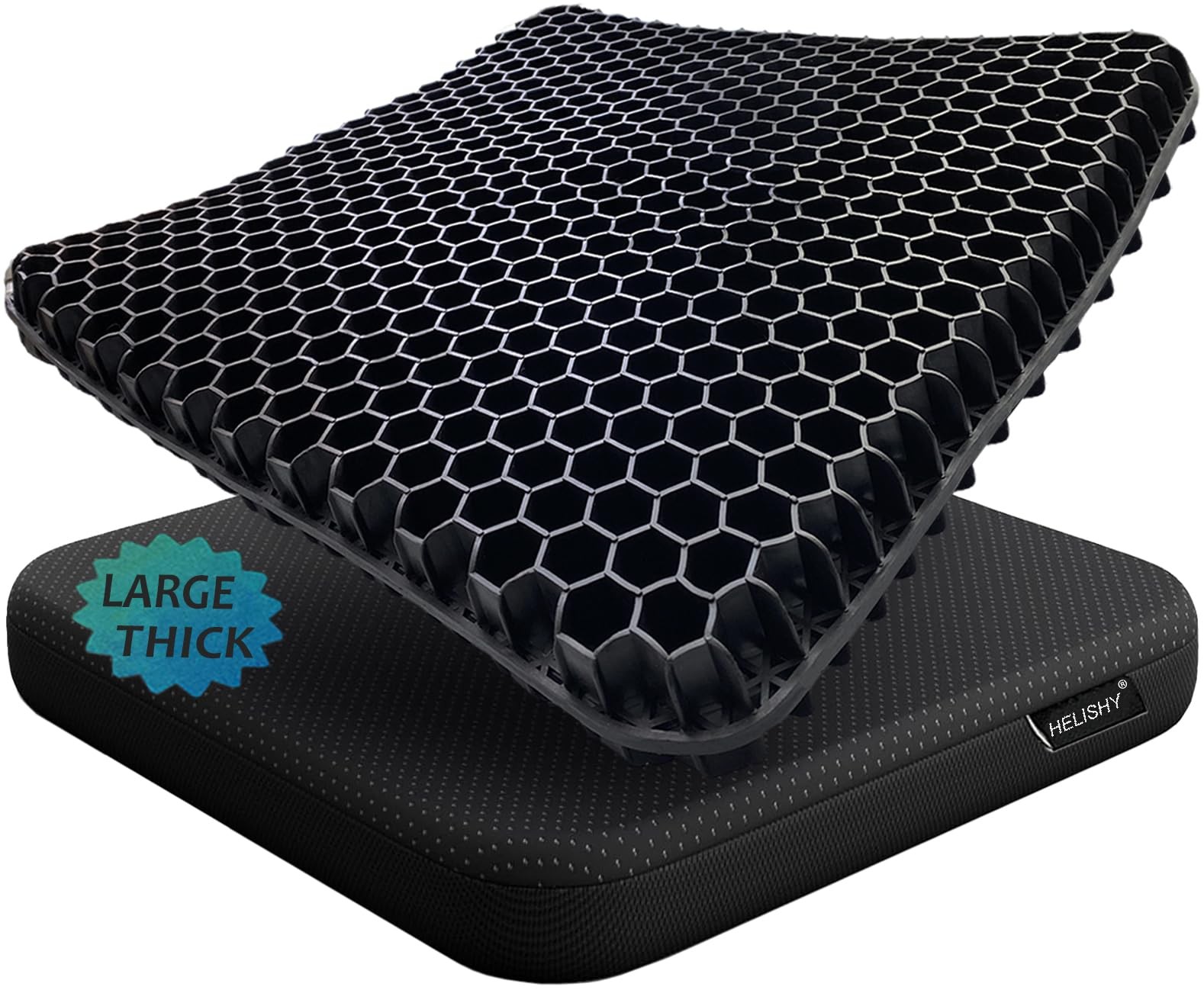 Helishy Gel Wheelchair Seat Cushion for Extra Large - 17x17x1.7inch, Black