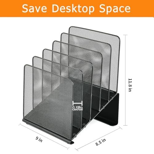 File Organizer for Desk, File Folder Organizer with 5-Section Vertical Black