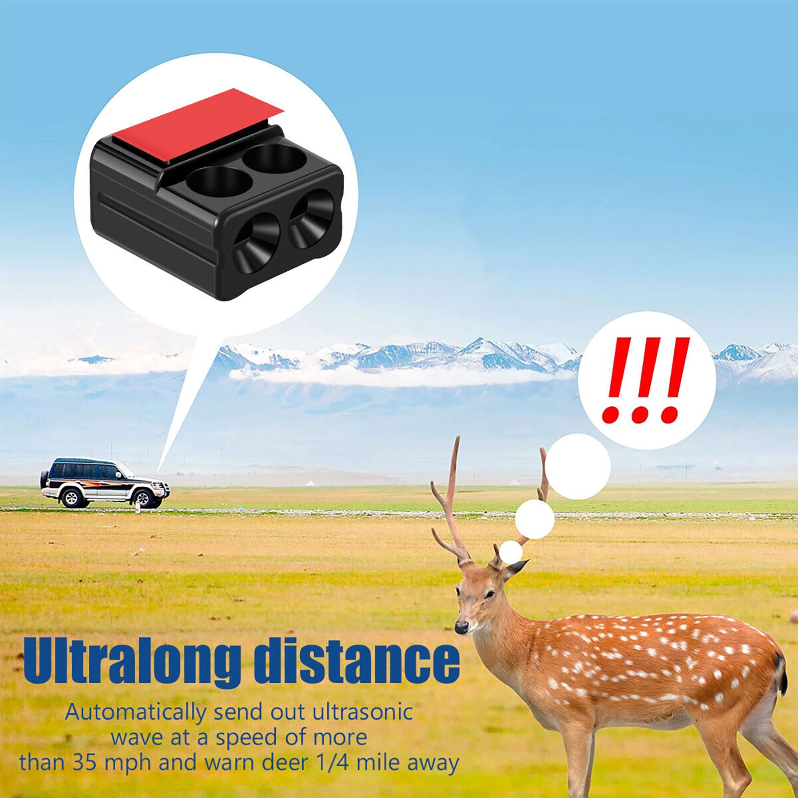 Black 8PCS Ultrasonic Car Deer Alert Whistle Deer Warning Animal Repeller Safety