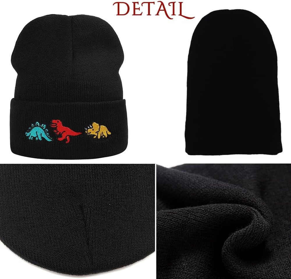 Totelux Cute Dinosaur Knitted Beanie Hats Embroidery Women Winter Hat Soft...