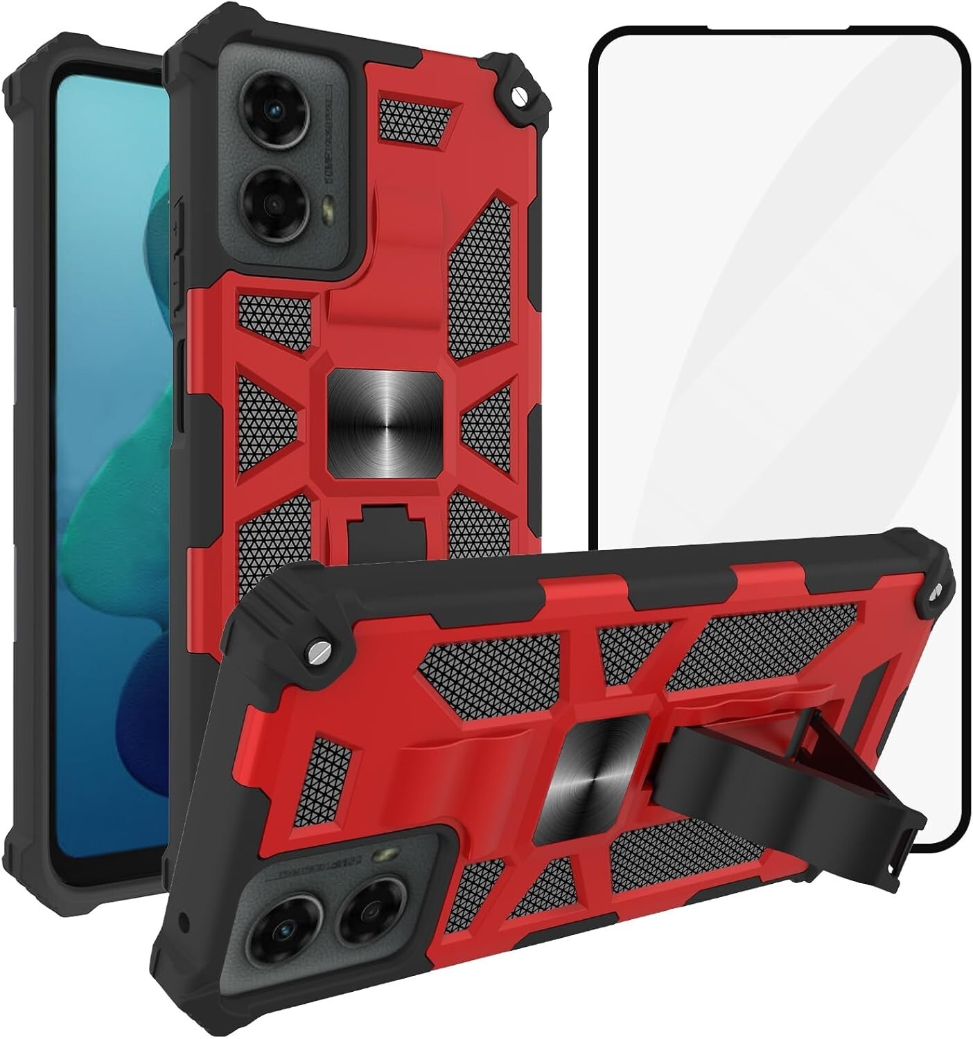 For Motorola Moto G Stylus (2024) 5G Case Kickstand Phone Cover Tempered Glass