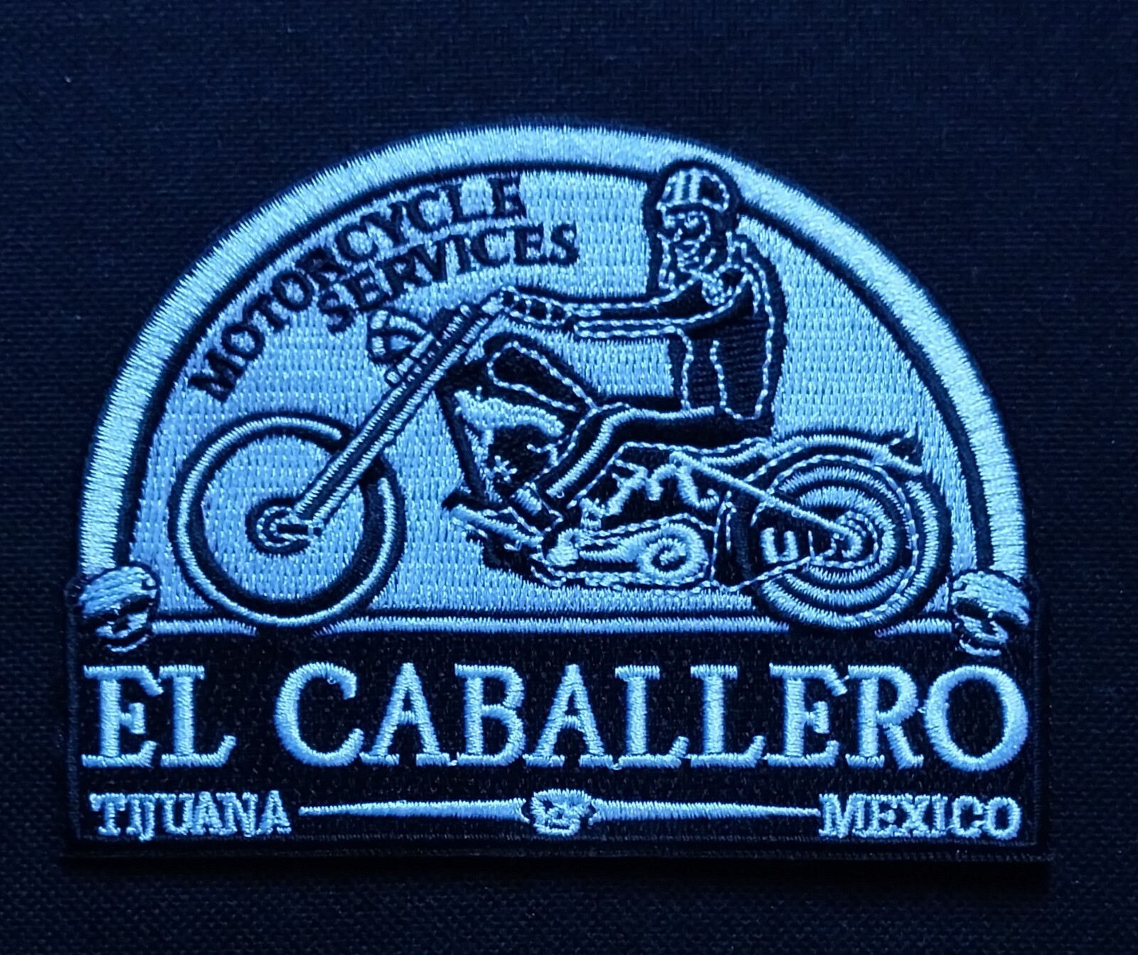 EL CABALLERO TIJUANA MEXICO MOTORCYCLE SERVICES SKELETON BIKER PATCH
