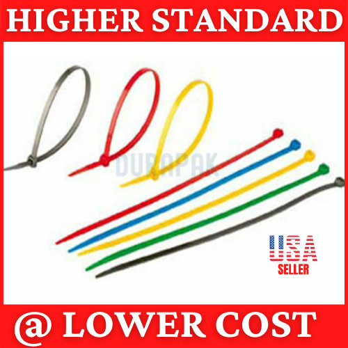 100 PCS 8" RED Colored Cable Wire Ties 40 Lbs Nylon! +