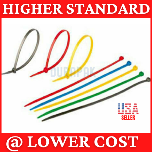 100 PCS 8" RED Colored Cable Wire Ties 40 Lbs Nylon! +