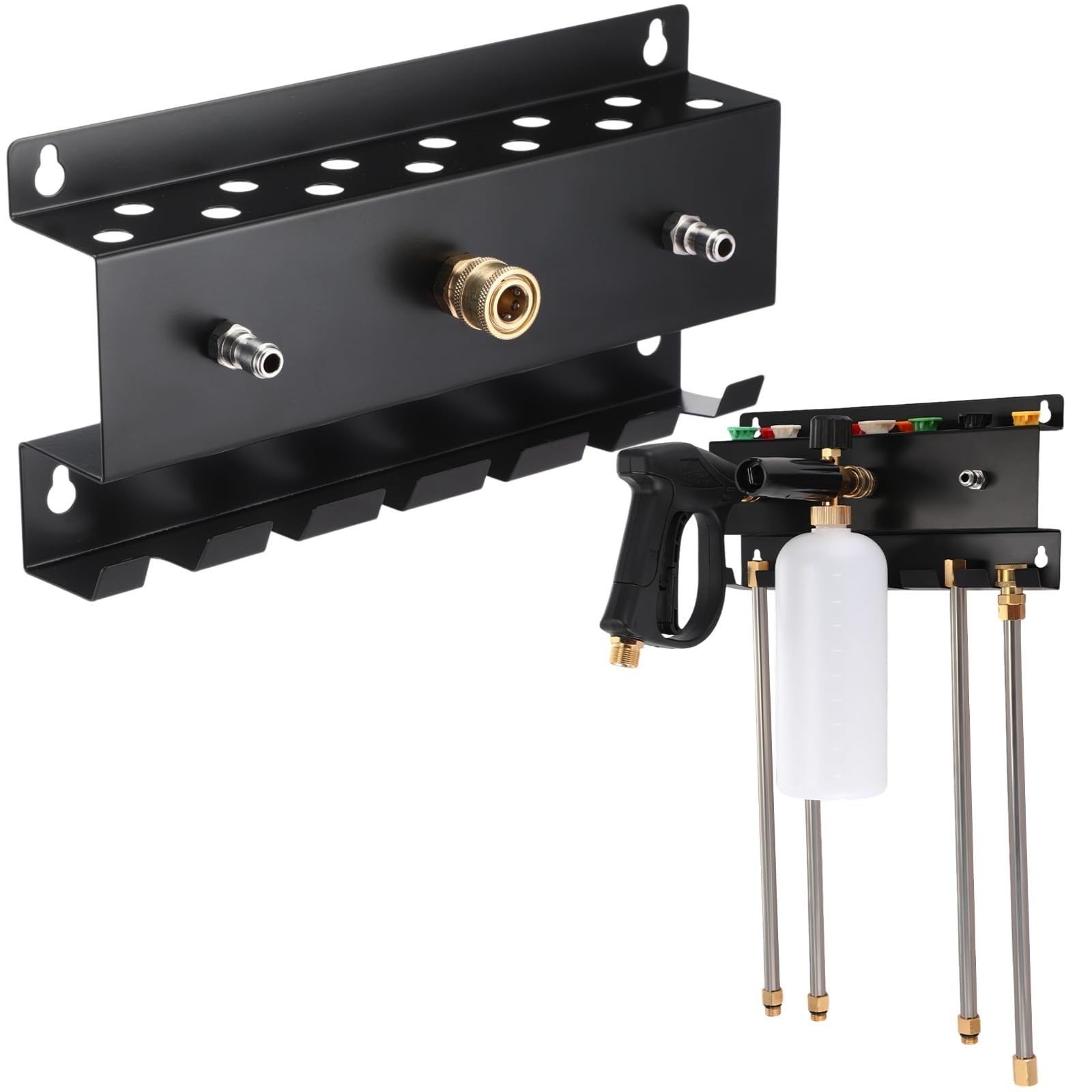DoubleFill Pressure Washer Gun Holder, Wall Mount Foam Cannon Holder, Car Was...