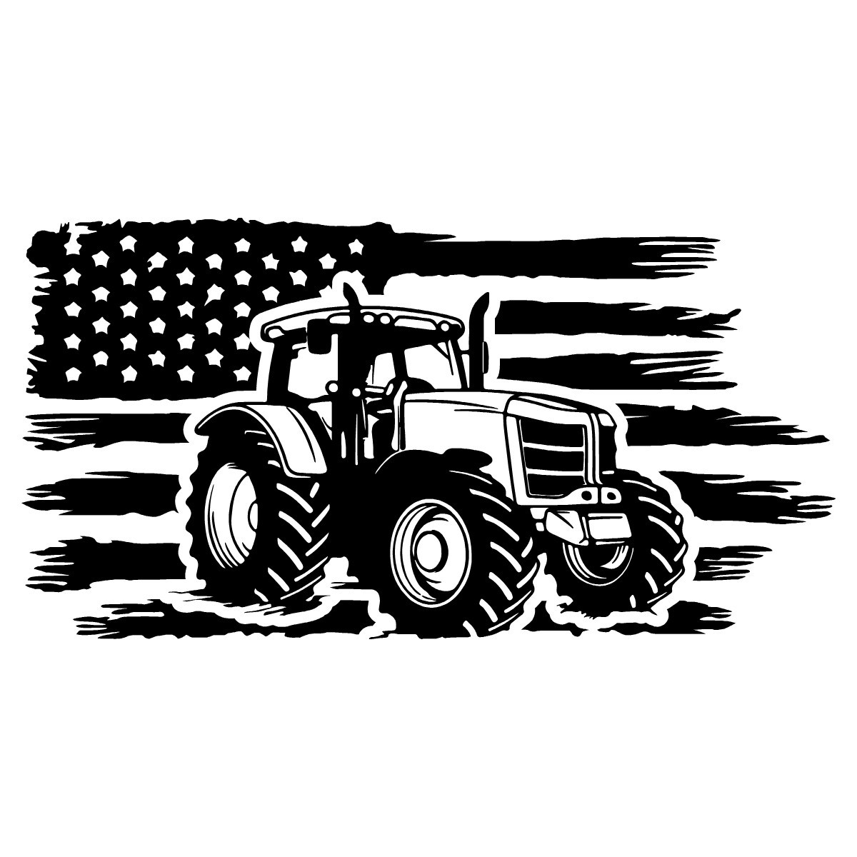 Distressed American Flag Tractor Farmer Farm USA Patriot Decal Sticker