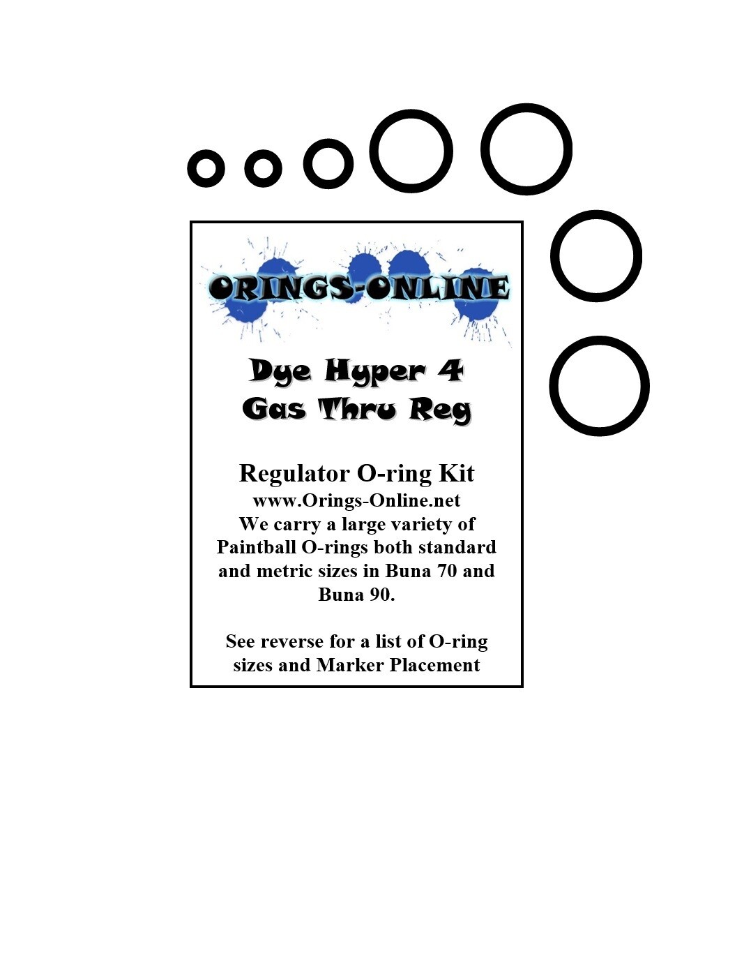 DYE Hyper 4 / Hyper4 Paintball Regulator O-ring Oring Kit x 4 rebuilds / kits