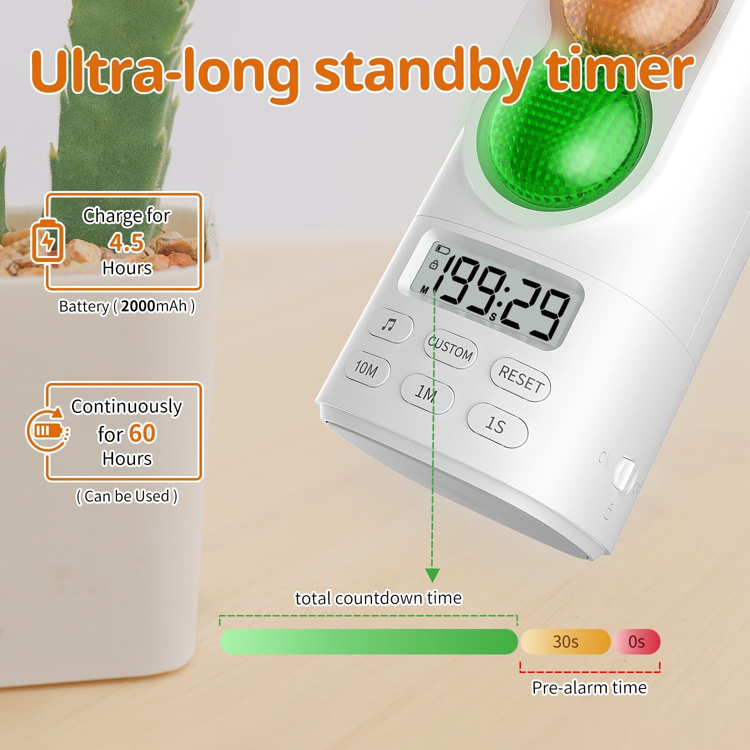 Traffic Light Visual Audio Digital Timer, LCD Display Volume Adjustment, with...