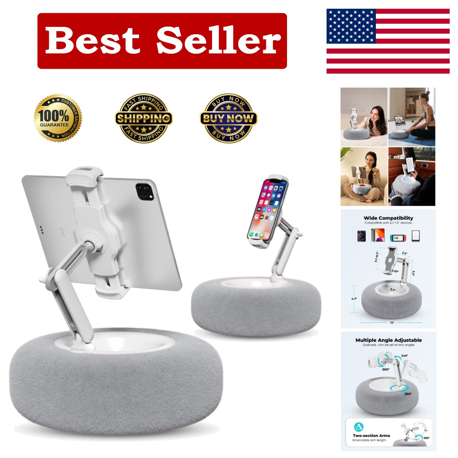 Multi-Functional Tablet Stand Pillow with Snack Bowl - Ideal for Home and Travel