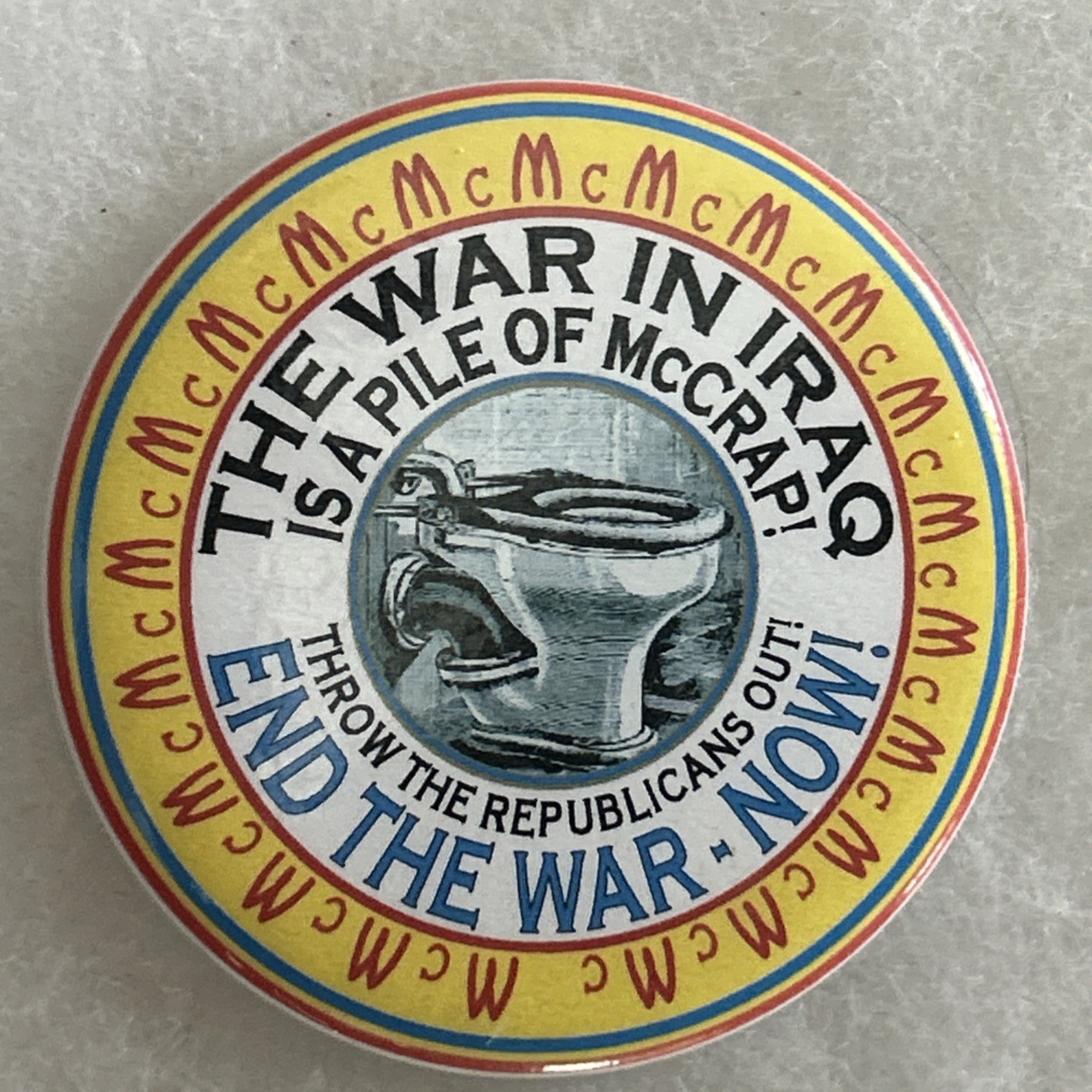 The War In Iraq / End The War Now  2 1/4” pinback button pin