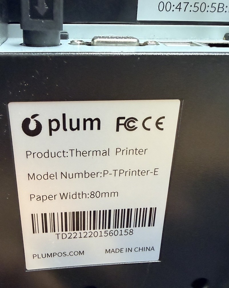 Plum P-TPrinter-E 80mm Thermal Receipt POS Printer Ethernet USB Tested