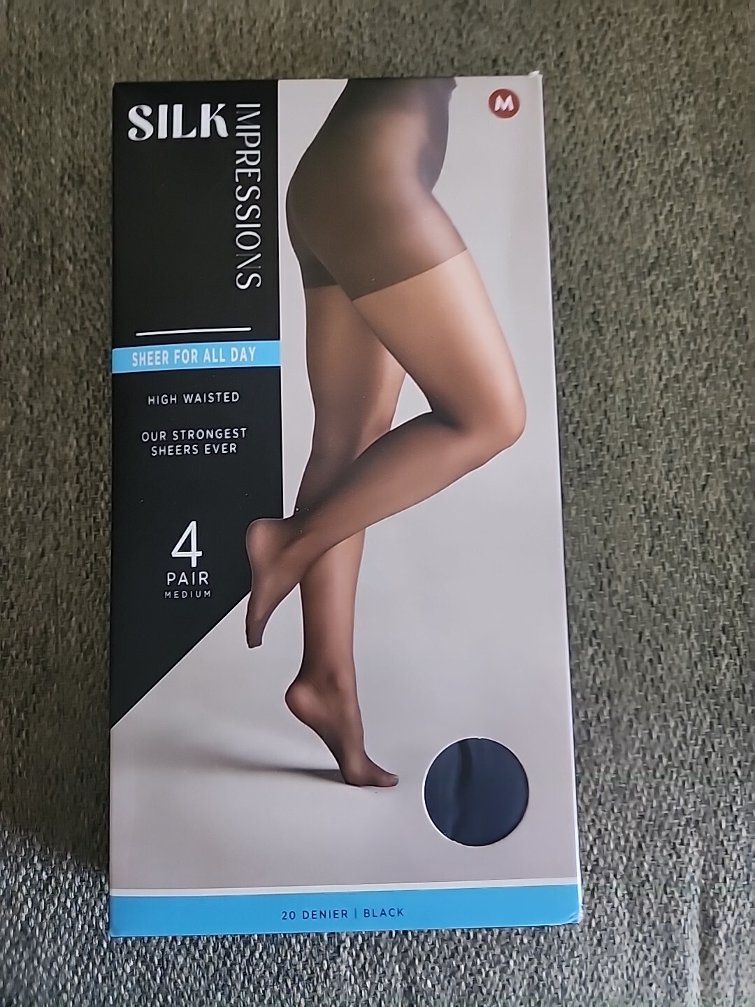 Silk Impressions  High-waisted              20 Denier Black 4 Pair Size Medium