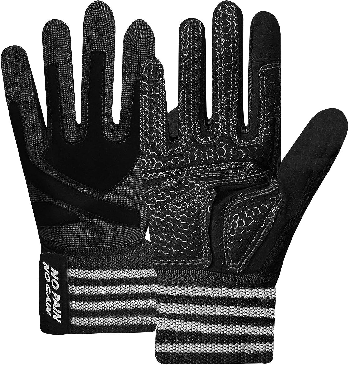 Full Finger Workout Gloves with Wrist Support Wrap for Men -