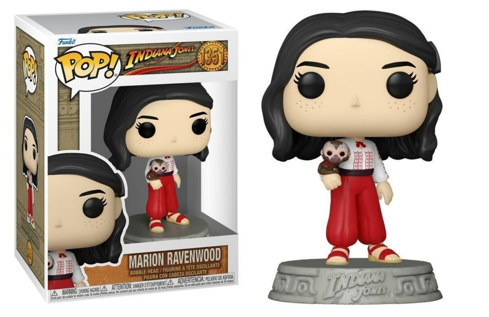 Raiders of the Lost Ark Marion with Monkey Vinyl POP Figure Toy #1351 FUNKO NIB