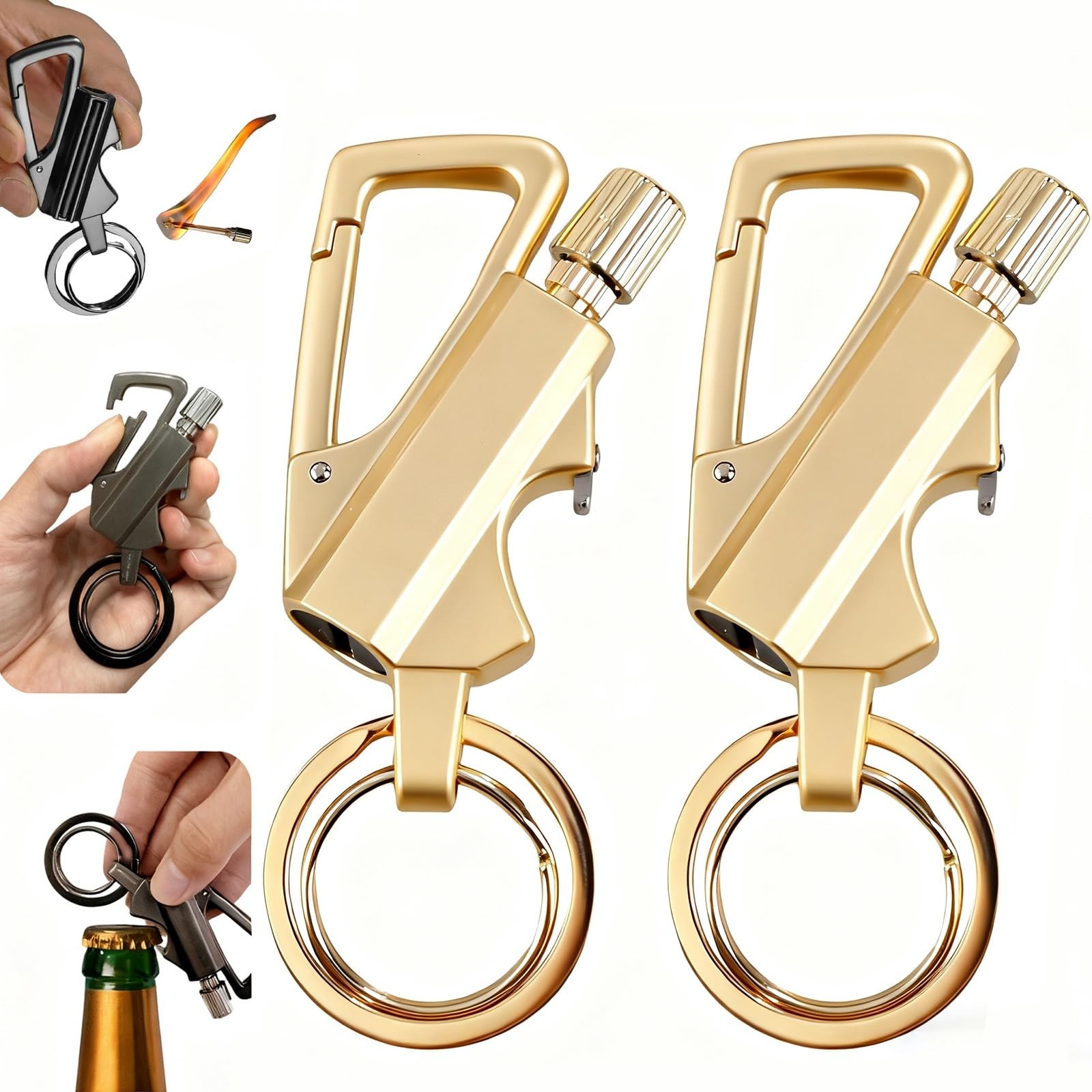 Keychain Lighter Metal Permanent Match Kerosene Lighter Reusable Waterproof W...