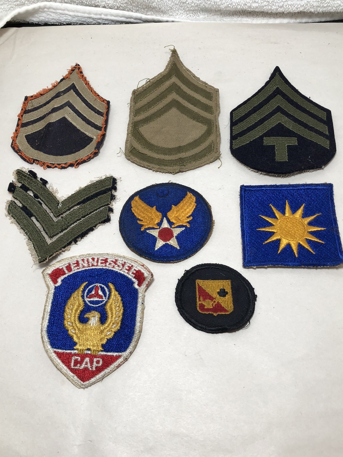 Lot WWII Era US Army Patches Tennessee CAP Rank 40th Ordnance School No Glow