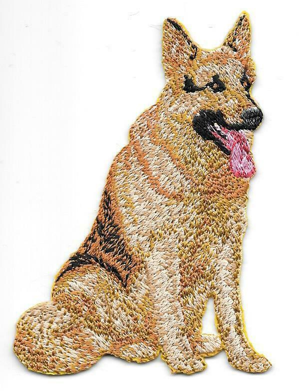 2 1/2" x 3 1/2" Sitting Panting German Shepherd Dog Breed Embroidered Patch