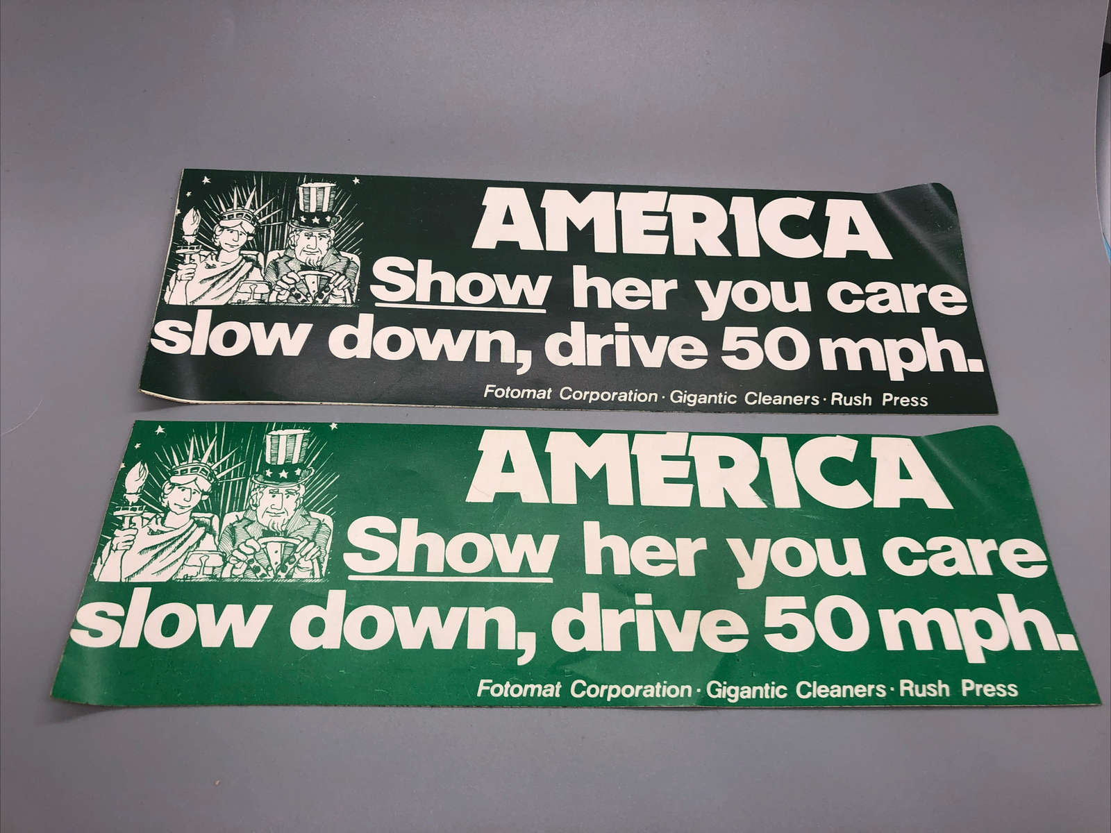 Political bumper stickers cause safe driving set of two historic cool! fotomat