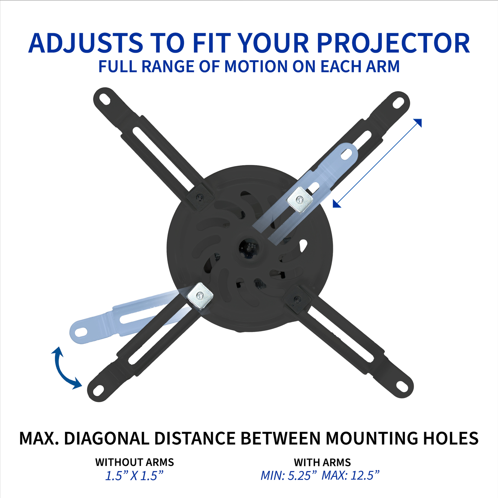 VIVO Universal Extended Ceiling Projector Mount | Height Adjustable (Black)