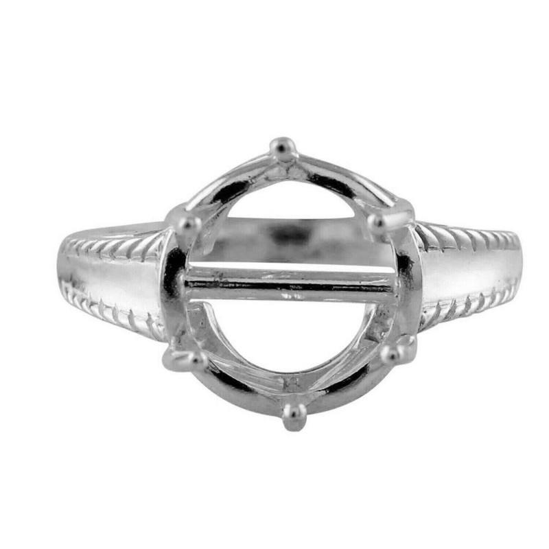 Round Shape 9MM Semi Mount Solitaire Cocktail Wedding Ring 925 Sterling Silver