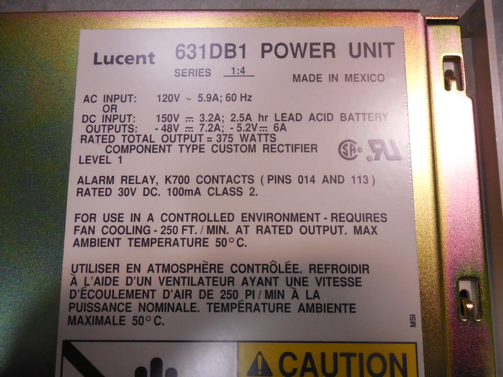 USED Lucent 631DB1 Power Unit Series 1:4
