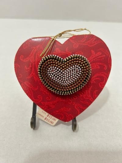 Vintage Valentine Heart (Made From Zippers) Brooch/Lapel (Hallmark Pin)