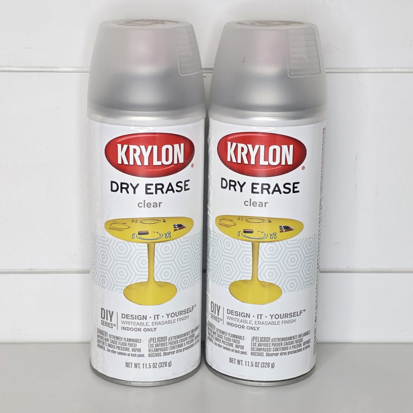 2- Krylon Dry Erase Spray Paint Clear Do It Yourself DIY 11.5 oz New