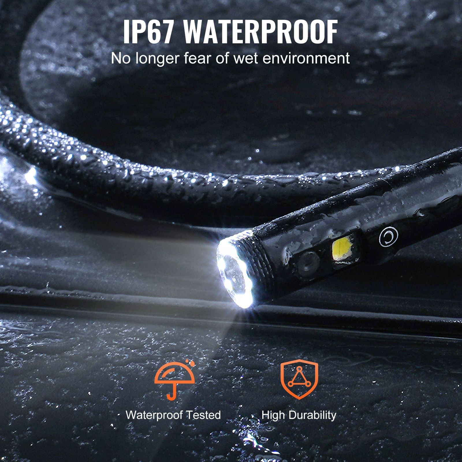 Triple Lens Borescope Camera 4.3in IPS Screen 16.4FT Cable