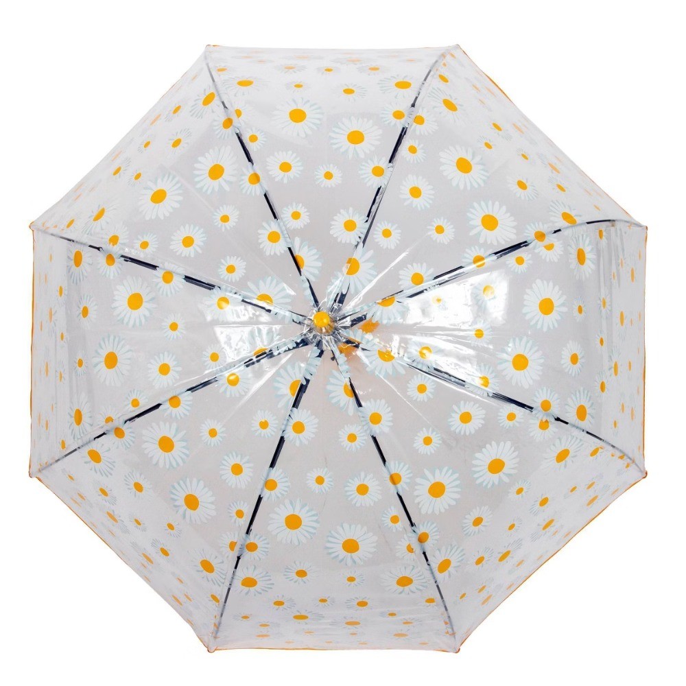 Bubble Daisy Bell Bubble Umbrella - Clear: Auto-Open, Plastic Handle, Floral