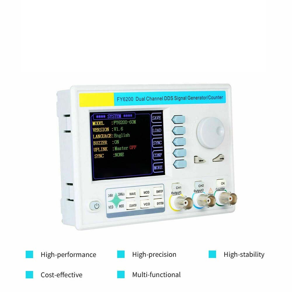 For FeelElec FY6200 Signal Generator 20MHz 3.2" LCD DDS 2CH Frequency Counter
