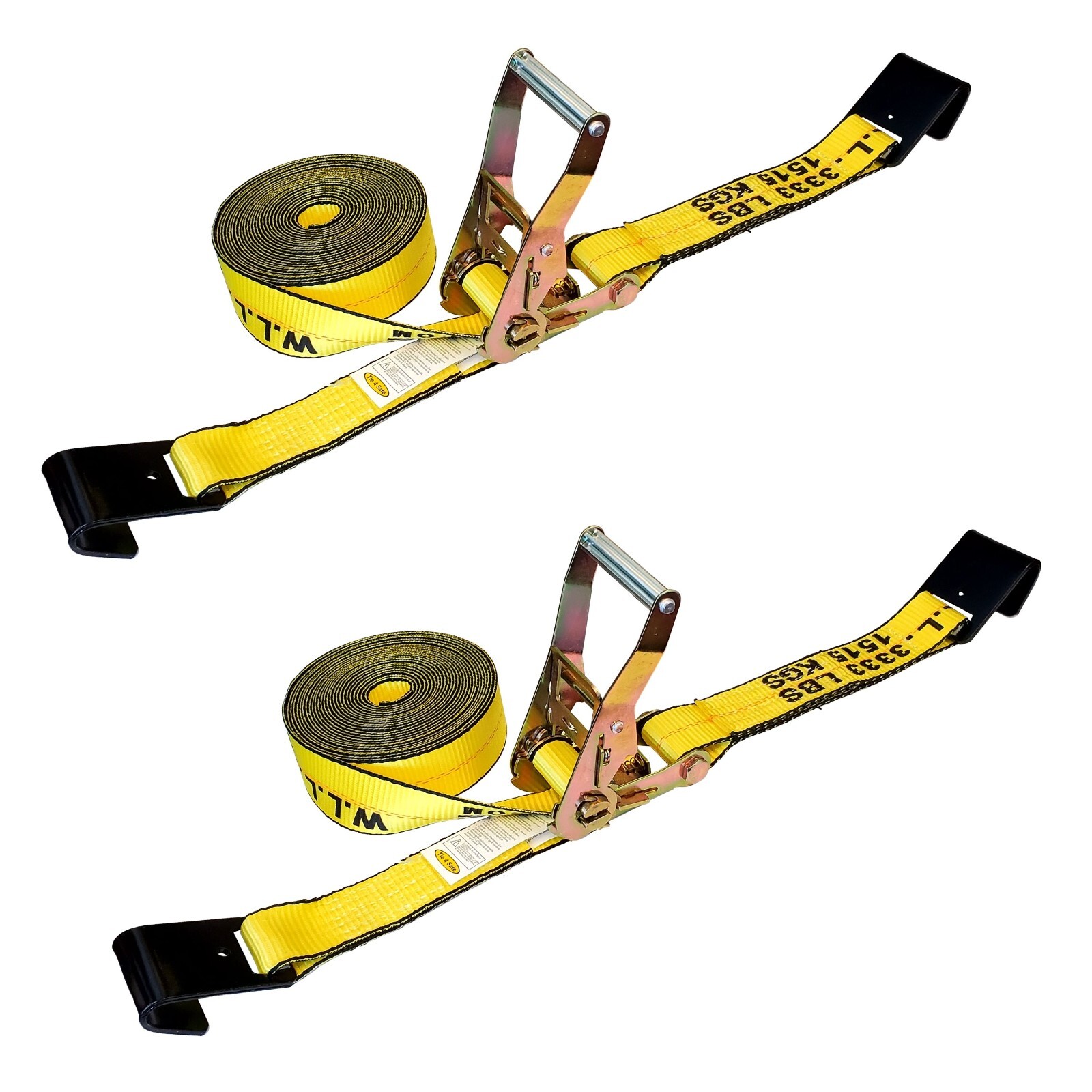 2 Pack 2" x 30' Ratchet Strap w/Flat Hook Flatbed Truck Trailer Farming Tie Down
