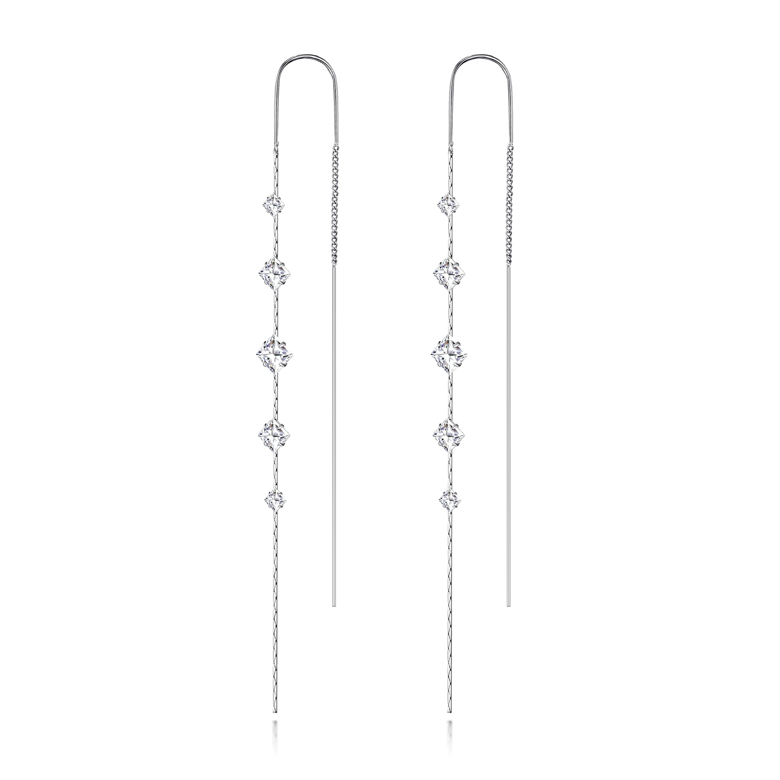 Ritach Silver Dangle Earrings for Women Long Silver Threader Prom Earrings Sp...