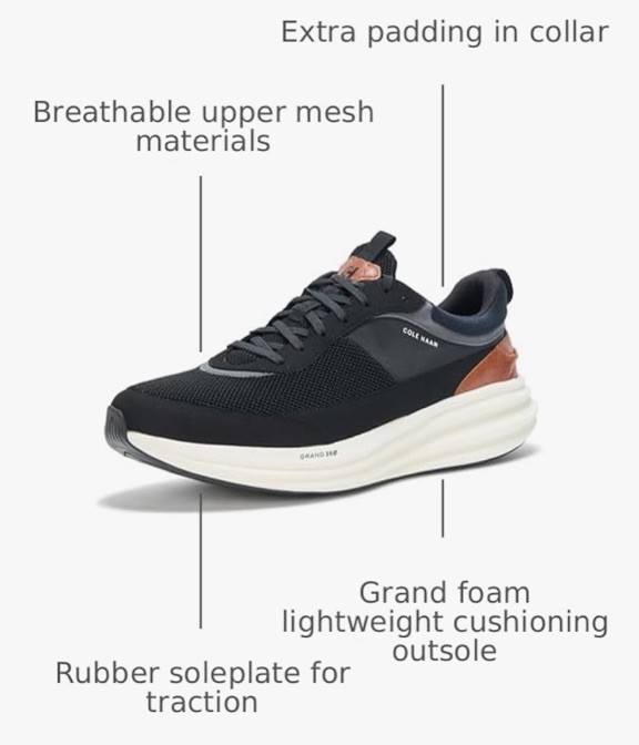 Men's Running Shoe Cole Haan ØriginalGrand Quadstreak Runner-BLACK. Size 9.5M