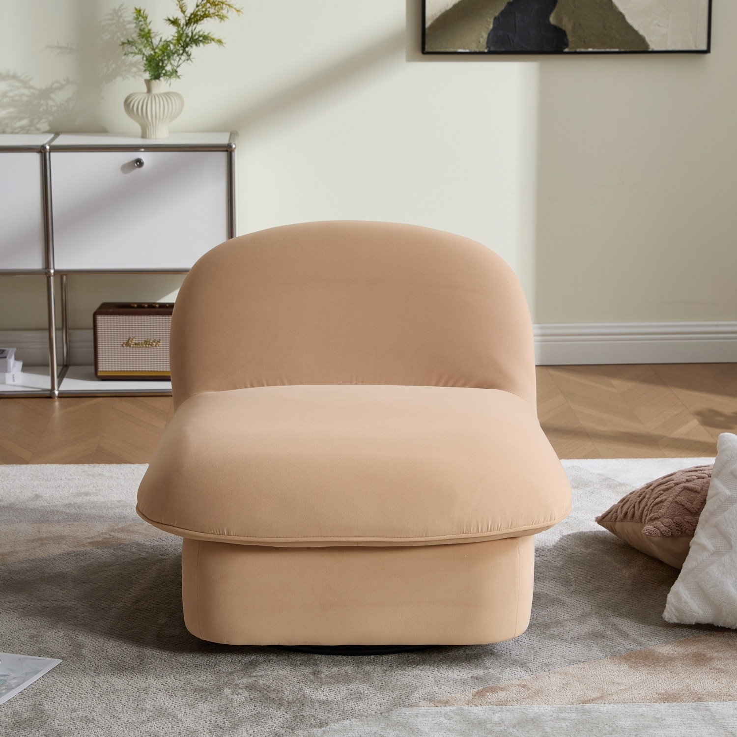 Velvet 360° Swivel Accent Chair Modern Armless Lounge Chair for Living Room