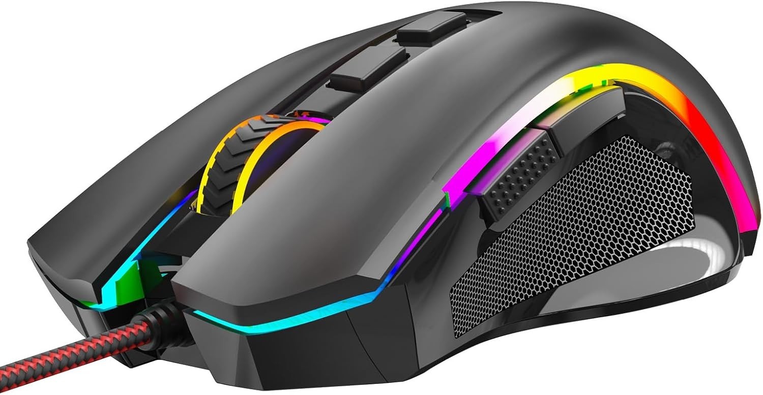 M602 Gaming Mouse, Ergonomic RGB Gaming Mouse Wired with 7200 Adjustable DPI,...