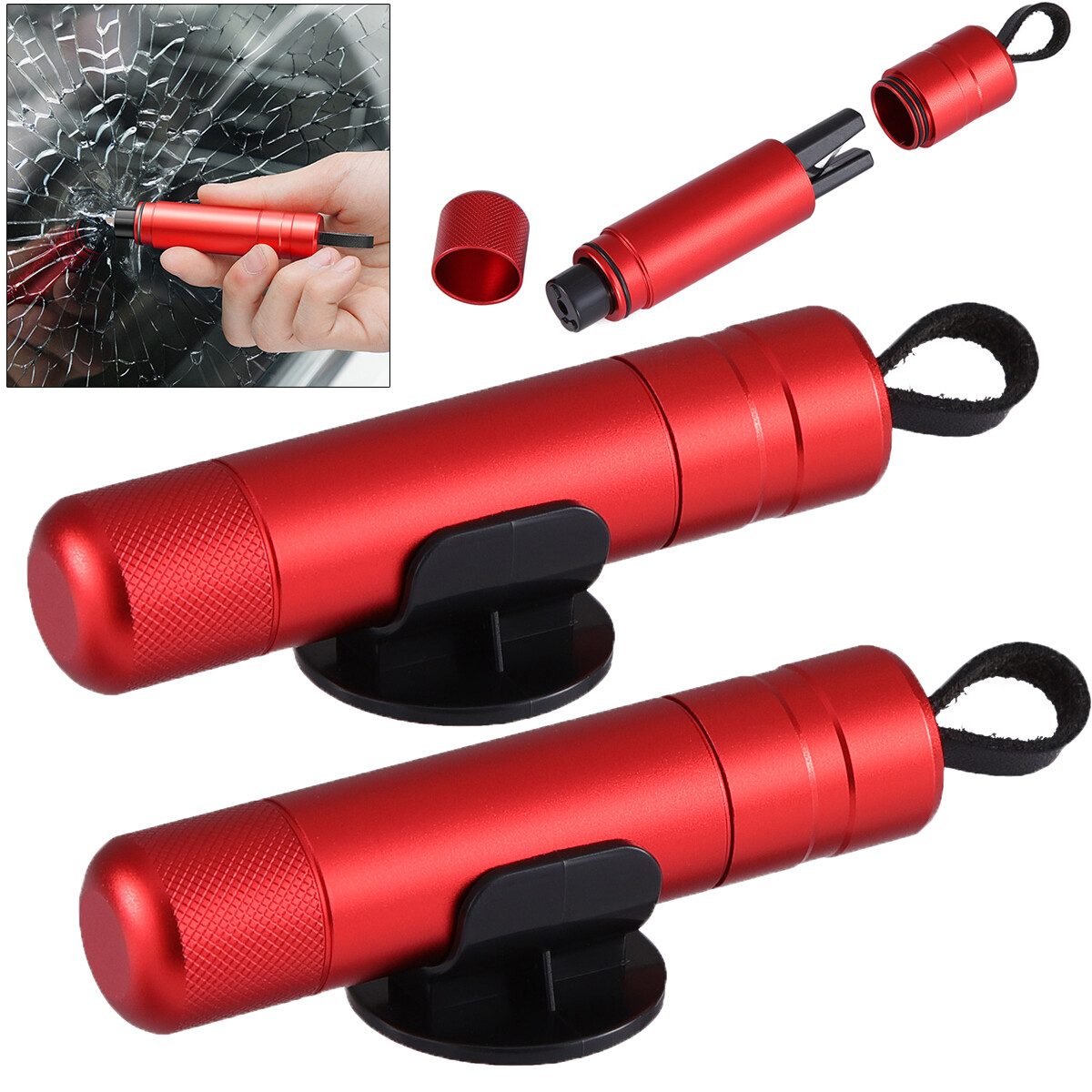 2 PCS Safe Hammer Car Window Breaker Tool Emergency Car Seatbelt Cutter 2 in 1