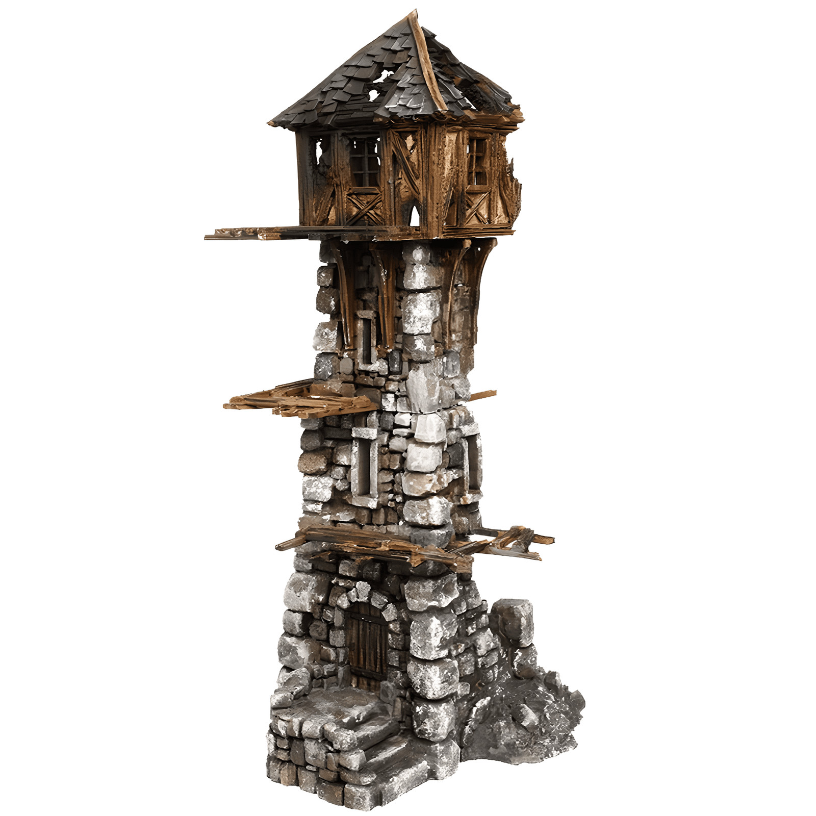Ruined Medieval Tower 28mm DND Terrain | Tabletop Wargaming Scenery for Mordheim