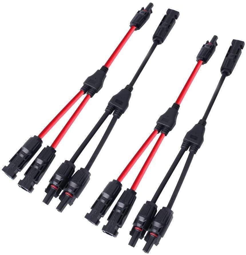 Solar Connectors Y Branch Parallel Adapter 10AWG Cable for Solar Panel (Red & Bl