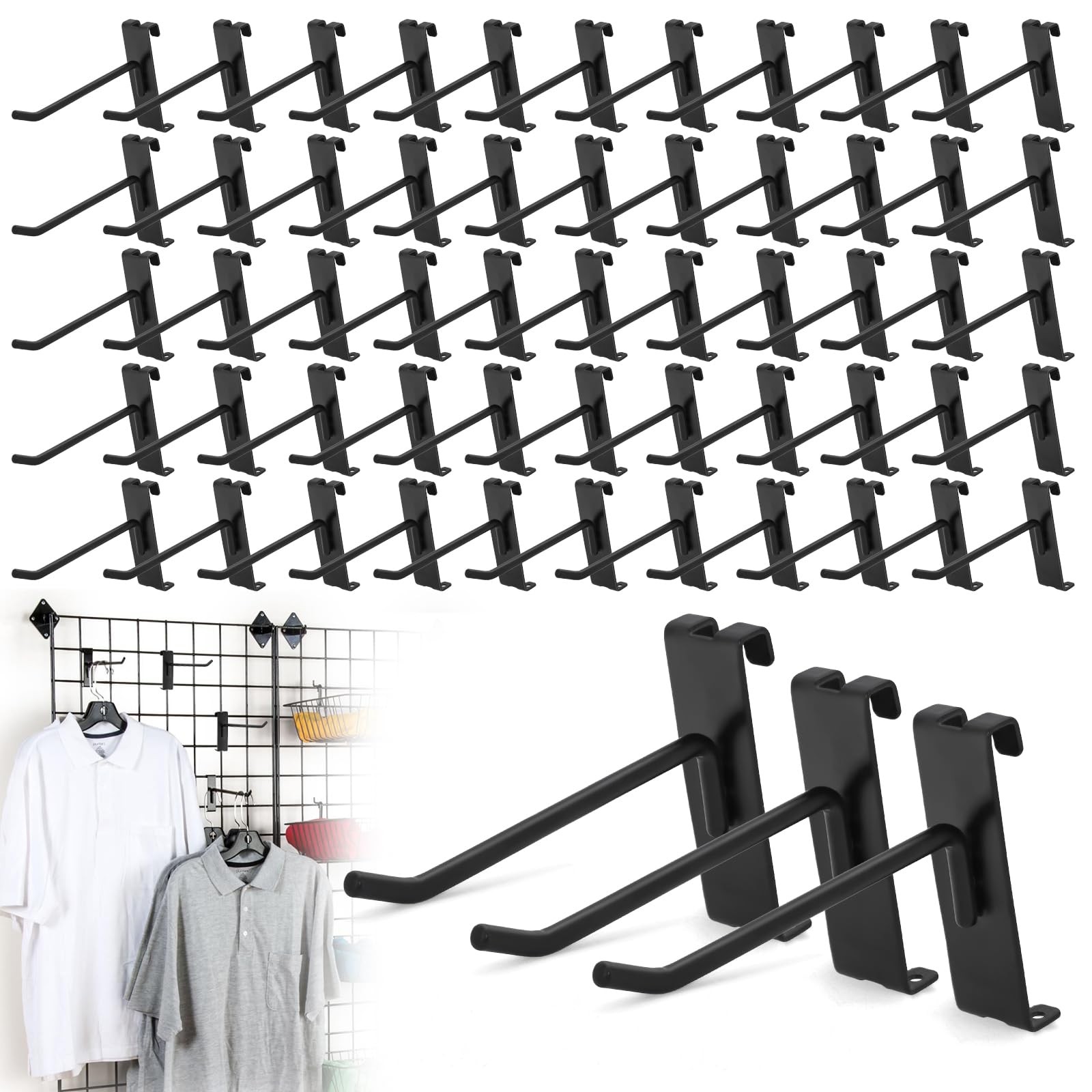 Gridwall Hooks Heavy Duty Display Grid Wall Accessory Retail Black 4 Inch 60