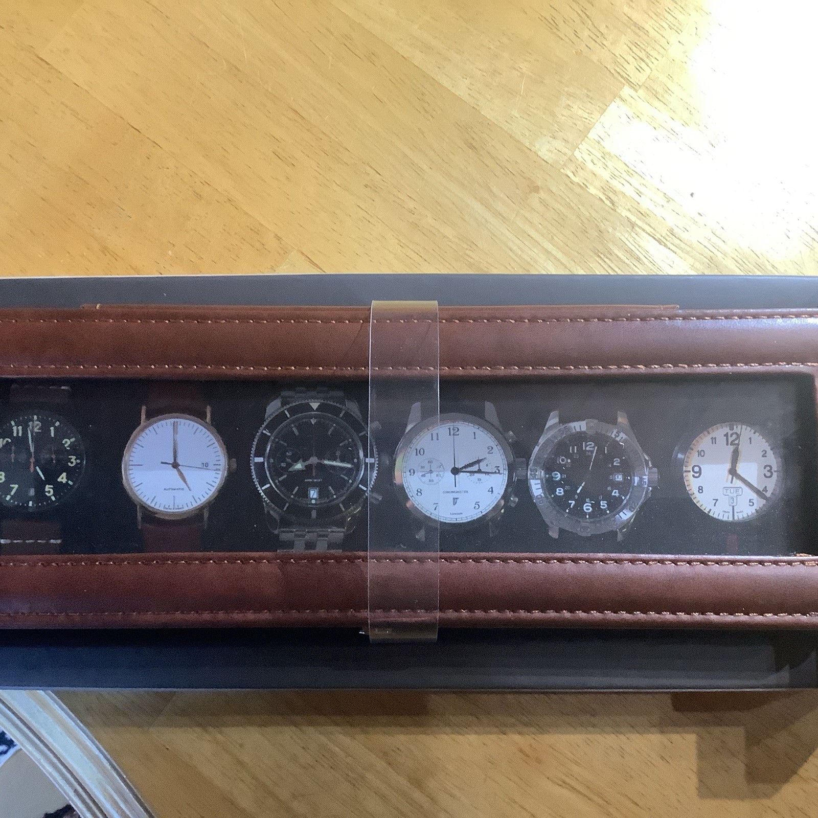 Woodburry 6-Piece Faux Leather Watch Case NIB Display Organizer Luxury Gift