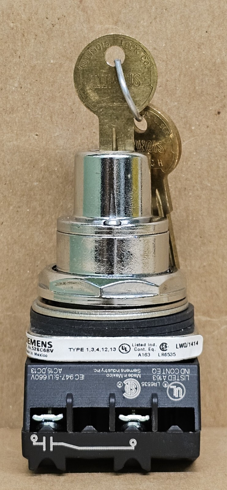 Siemens Key Selector Operator 52SC6BV Spring Return