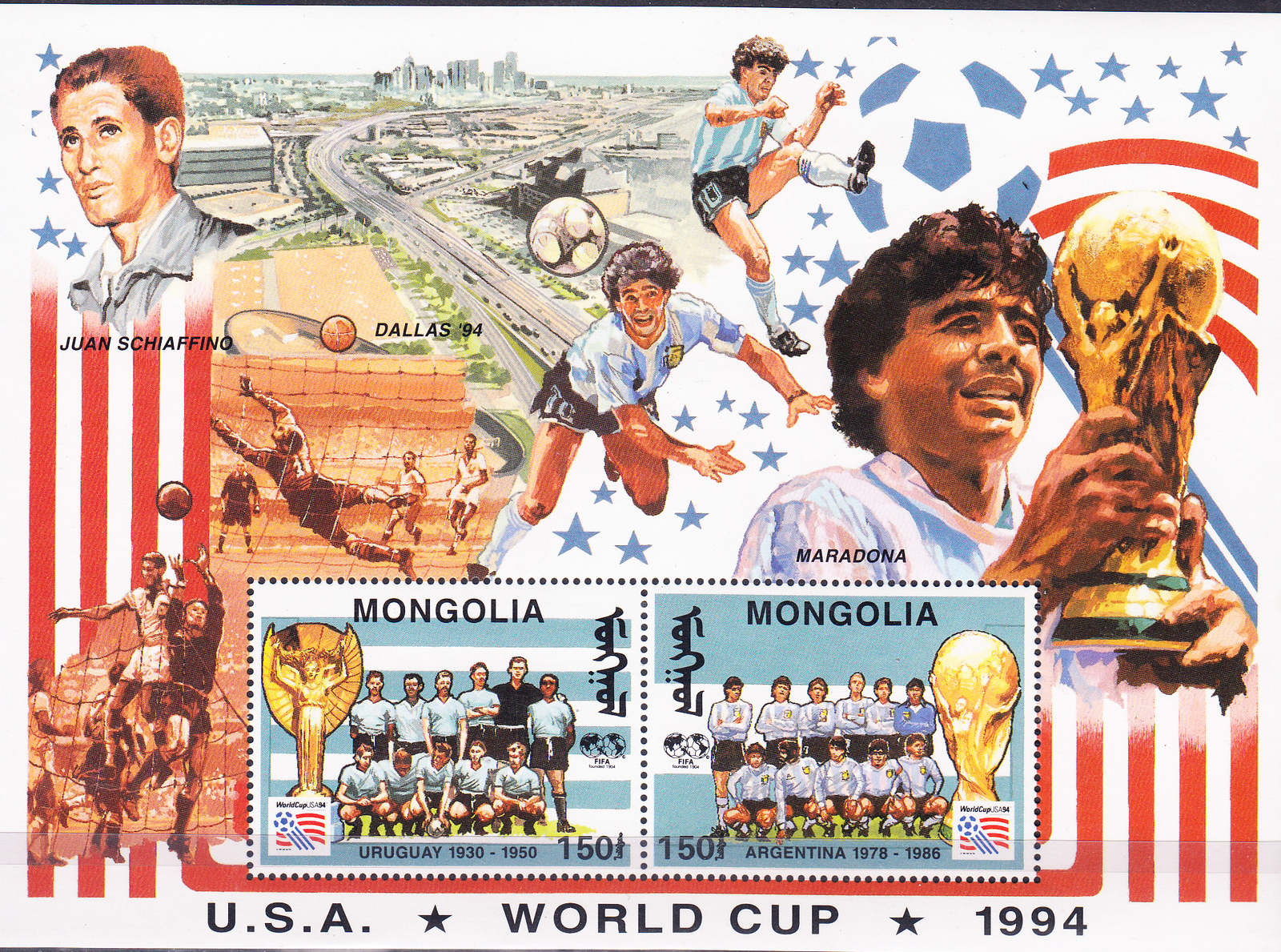 W MONGOLIA 2151a USA WORLD FOOTBALL CUP