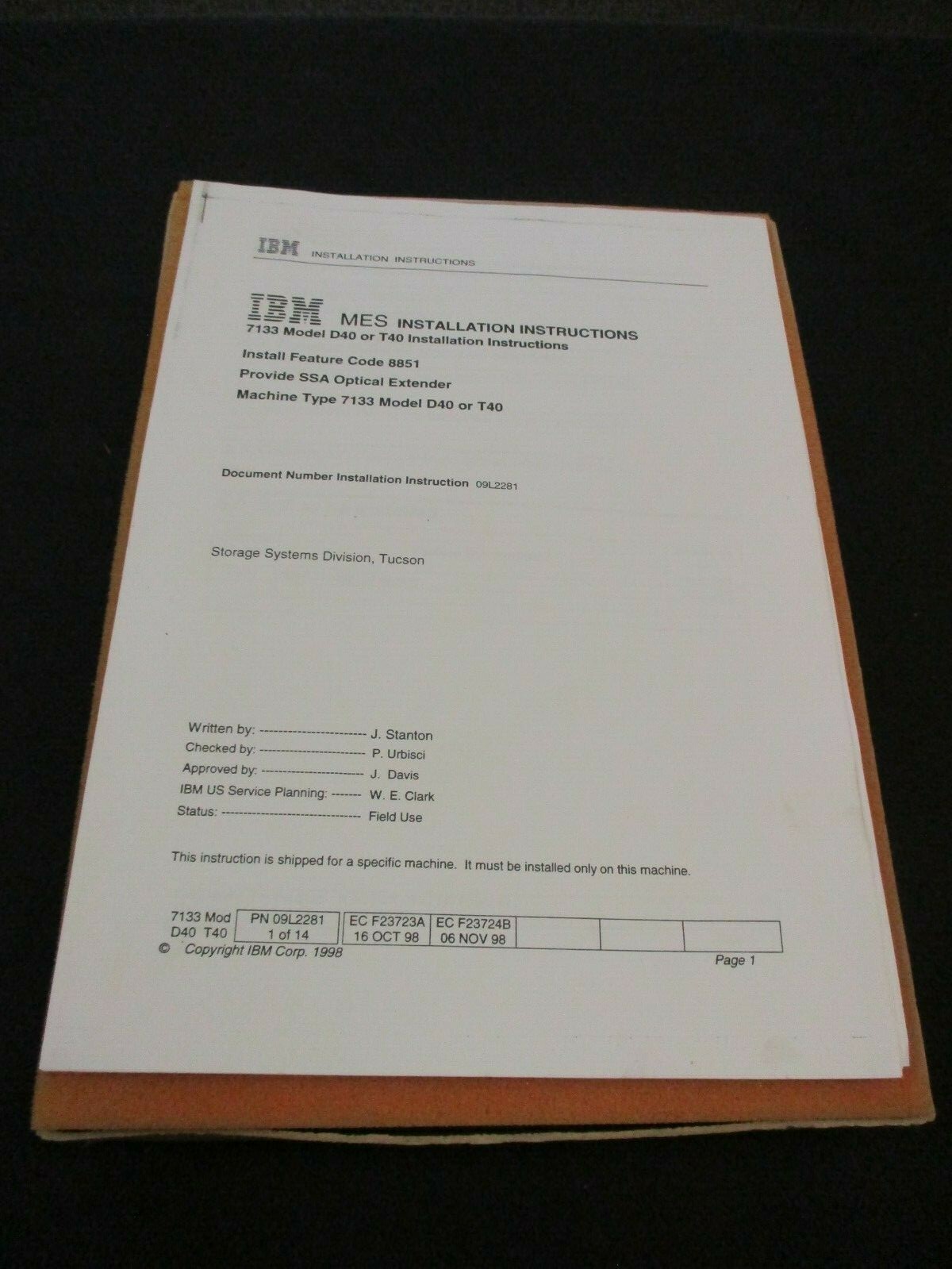 IBM 02L7605 SSA Otical Extender