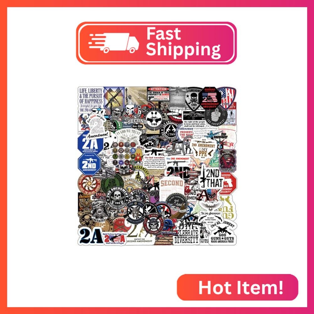100pcs 2nd Amendment Freedom Bare Gun Security Waterproof Vinyl Stickers for Adu