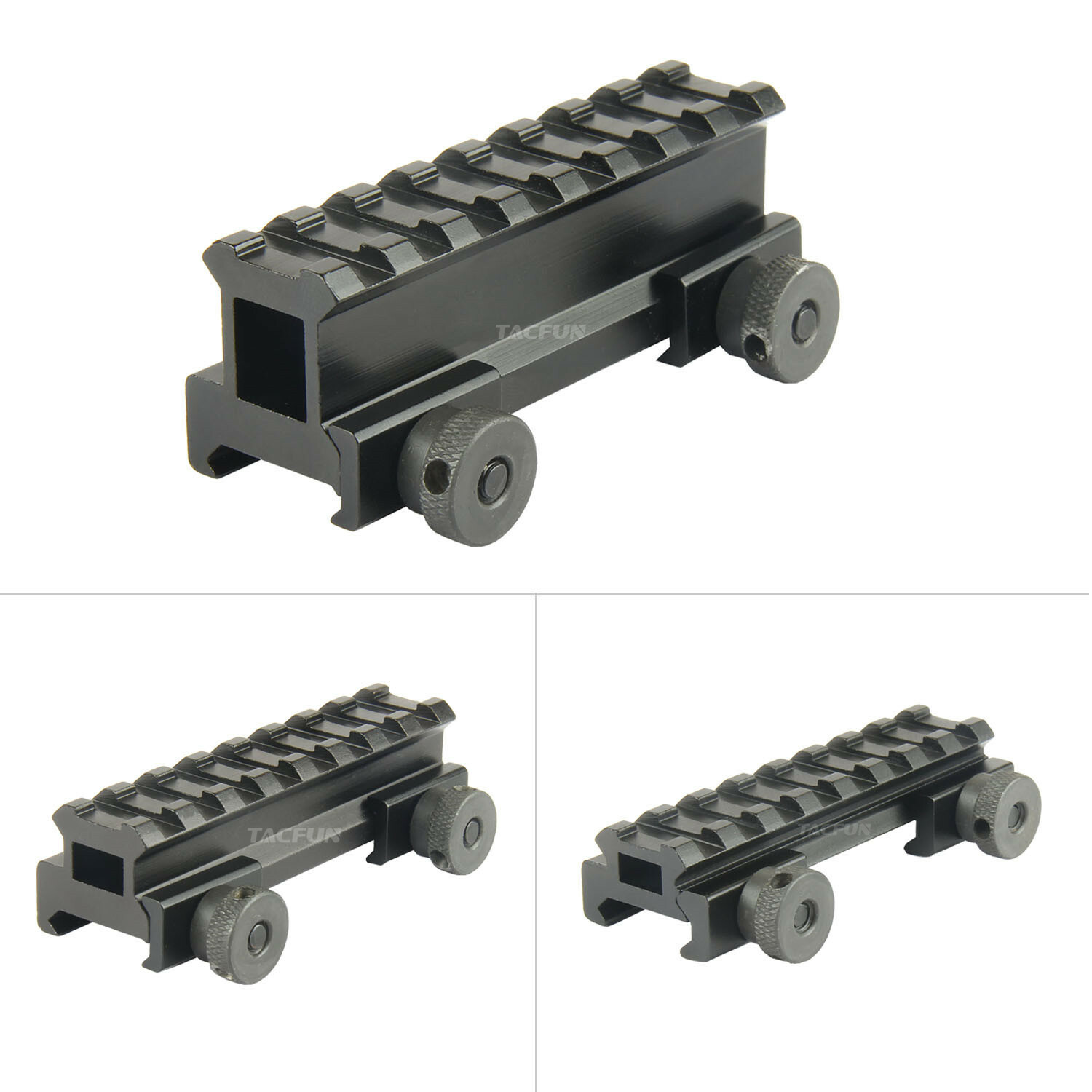 See-Thru 1 0.75 0.5 inch Riser Base Picatinny Weaver Rail Scope Mount 8 Slots