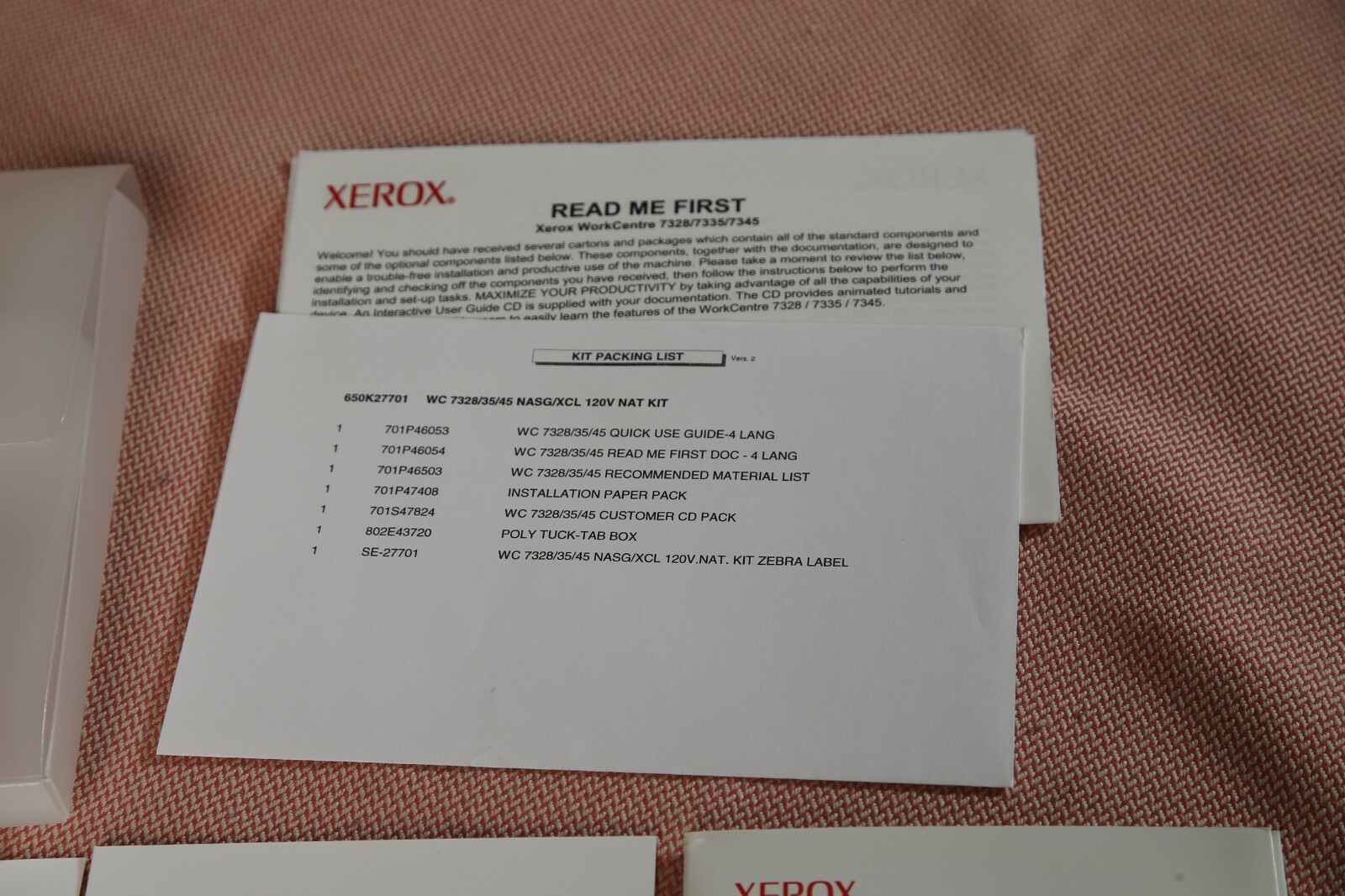 XEROX Installation Guide Xerox Centreware 7.2 CD's