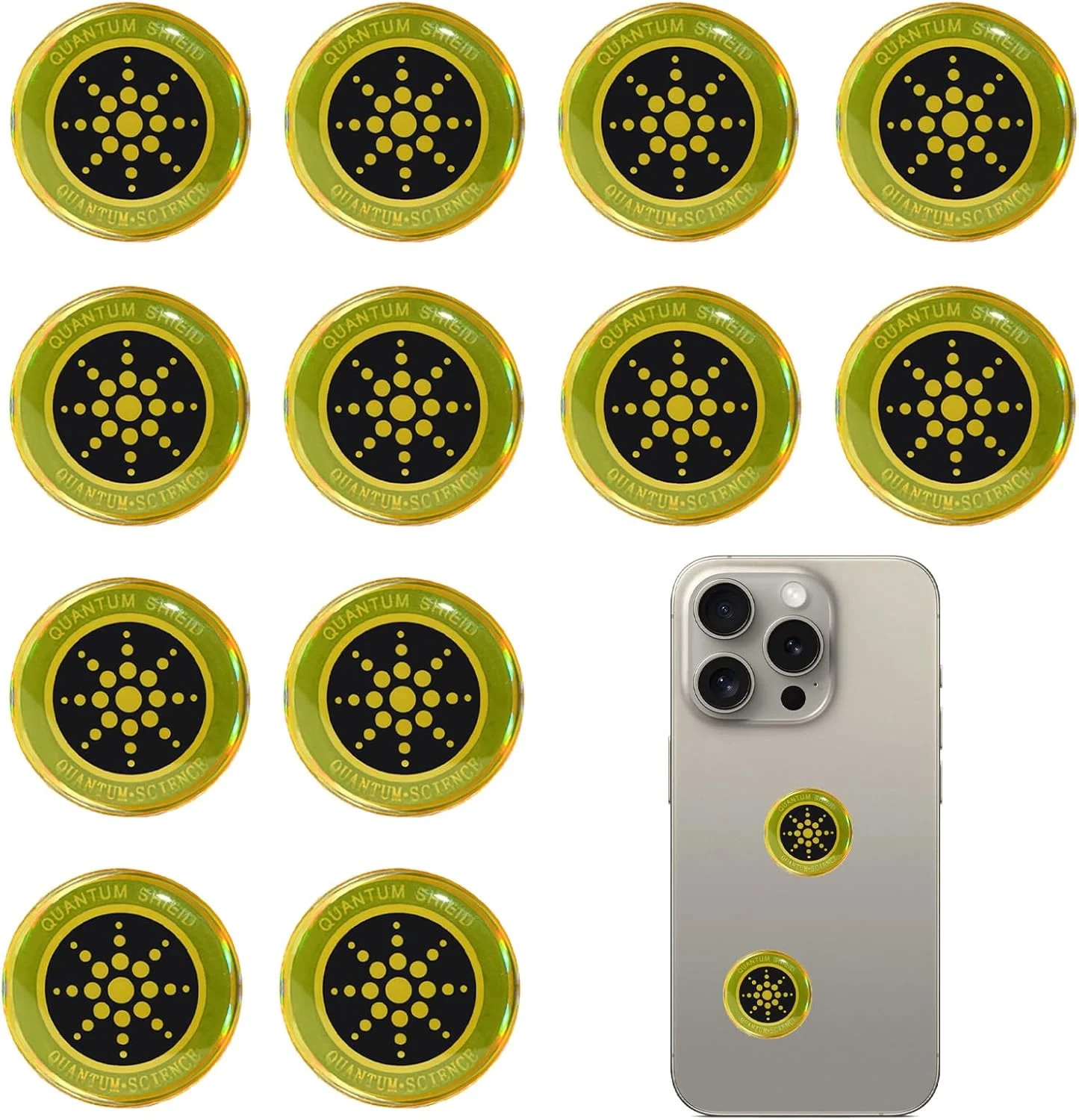 EMF Blocker Stickers 12 Pack Phone Tablet Laptop Anti Radiation Gold