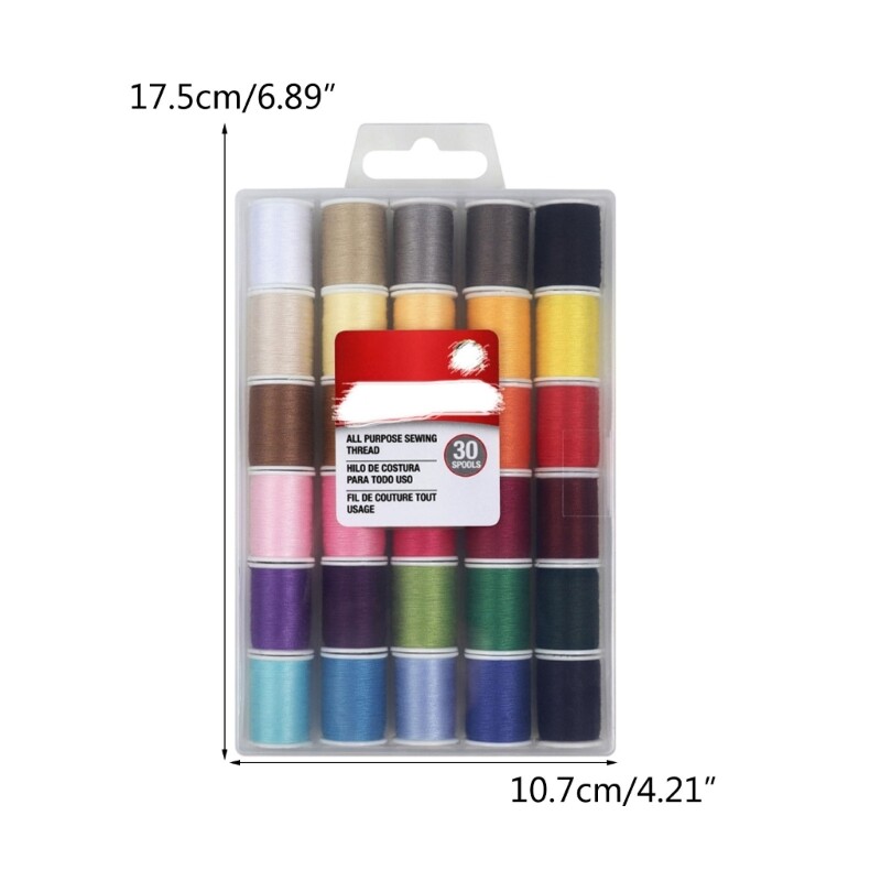 30 Roll Polyester Sewing Thread 50 Yard for Sewing Machines Hand Stitching Tool