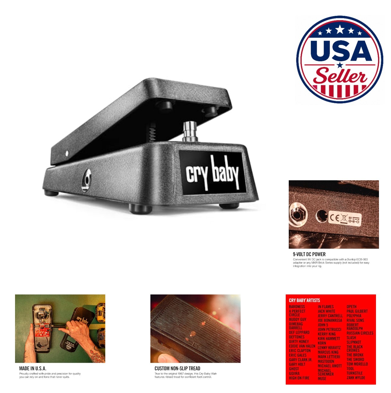 Wah Pedal Standard Cry Baby Black 9V Battery Powered 1.4 Inch Jack Fasel